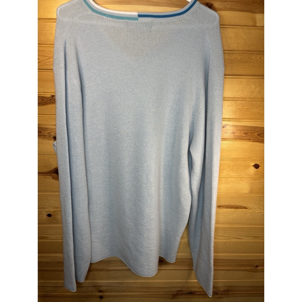G/Fore G4 Waffle Knit V Neck Baja Blue Golf Sweater 100% Wool Men's XL NWT $295 - Picture 3 of 8